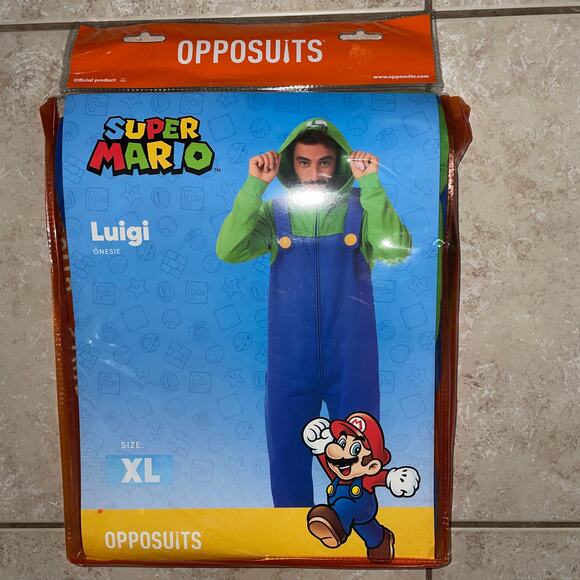 ADULT NINTENDO LUIGI SUPER MARIO ONESIE HOODED HALLOWEEN COSTUME XL NEW - Picture 1 of 4